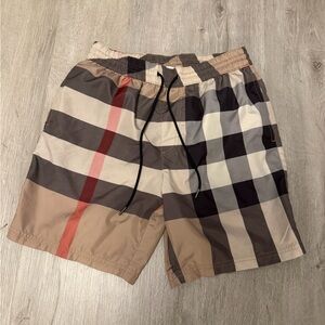 Burberry Checkered Men's Swim Shorts - Black, Brown, Tan, Red Sz Small